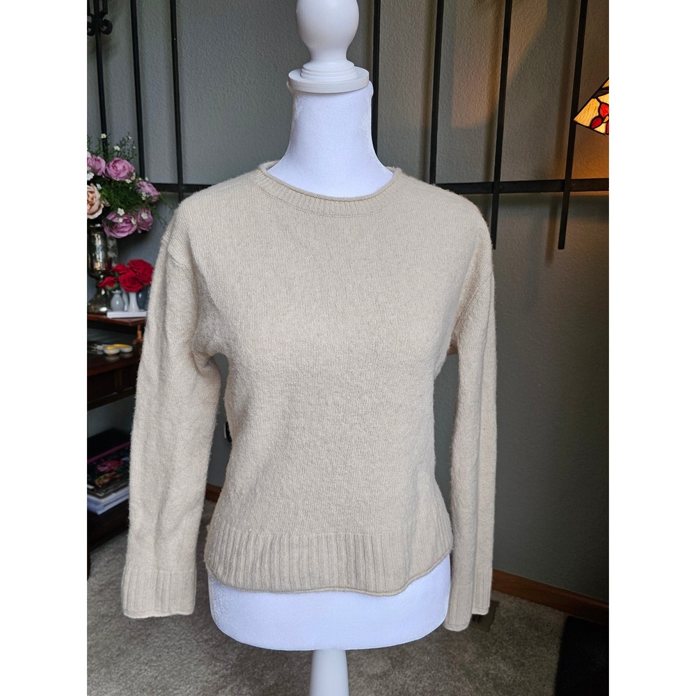 Jenni Kayne Wool Cashmere Blend Oatmeal Crewneck Sweater Quiet Luxury